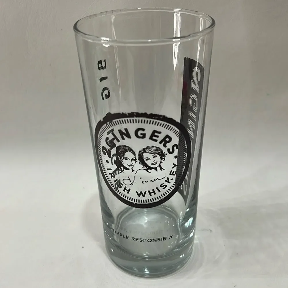 2 Gingers Irish Whiskey Highball Glass 6 1/4 In Tall 3 In Round Clear Brown 16